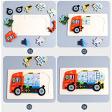 Transportation Stocking Stuffer Wooden Puzzles Kids Toy