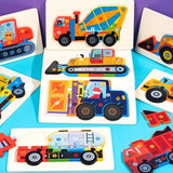 Transportation Stocking Stuffer Wooden Puzzles Kids Toy