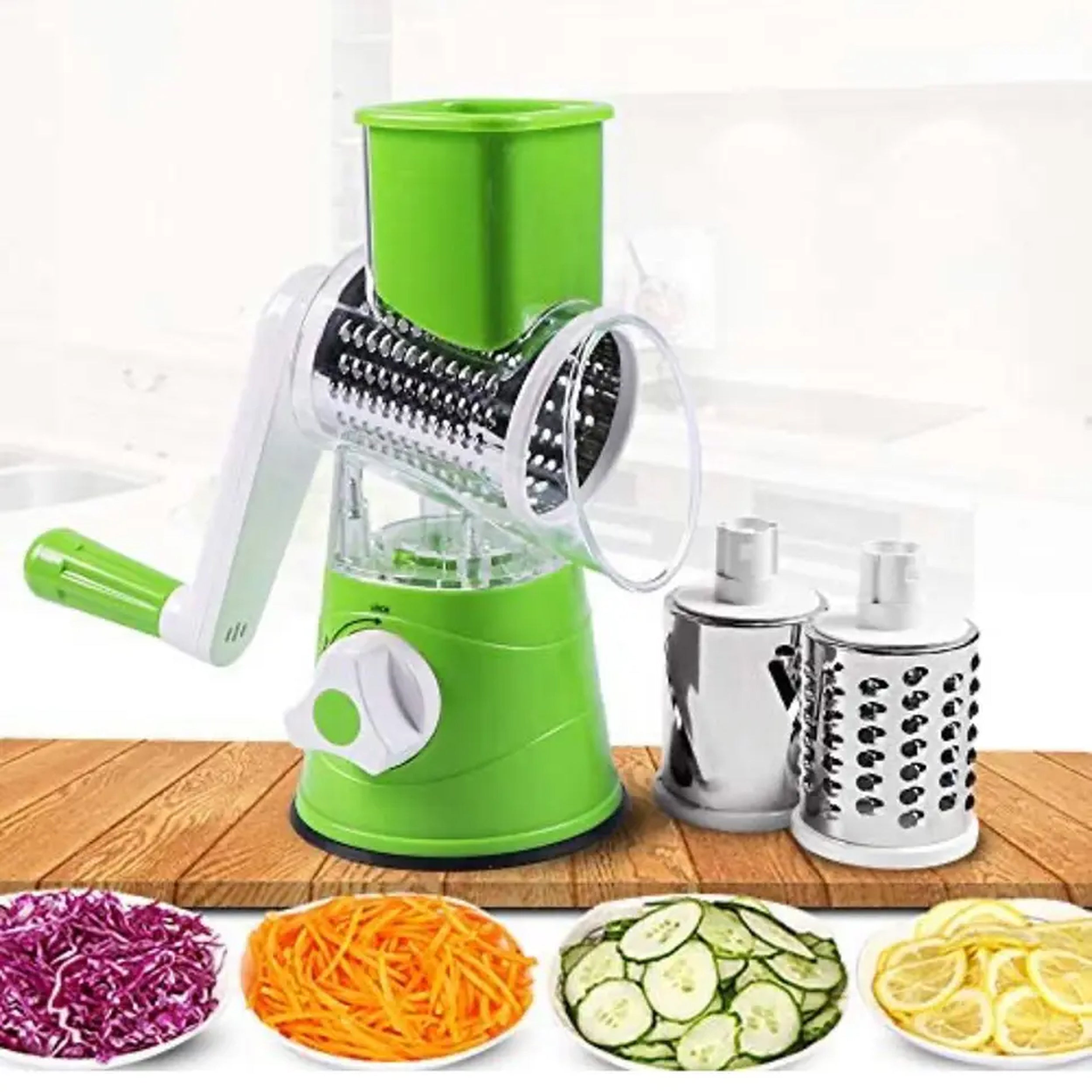 Rotary Grater Three Drum Blades Steel Slicer Grinder For Carrot Cucumb