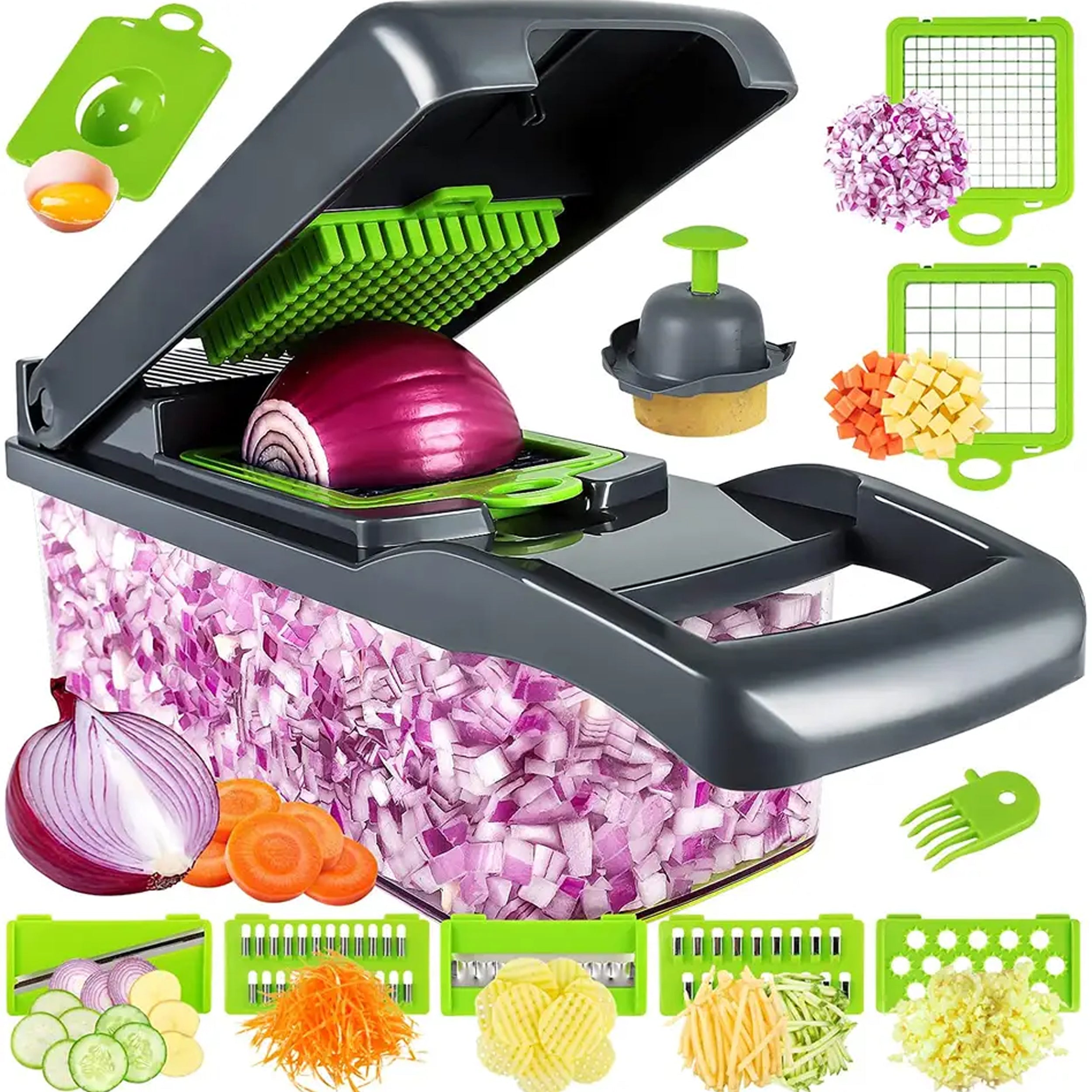 15in1, Vegetable Chopper, Multifunctional Fruit Slicer, Handle