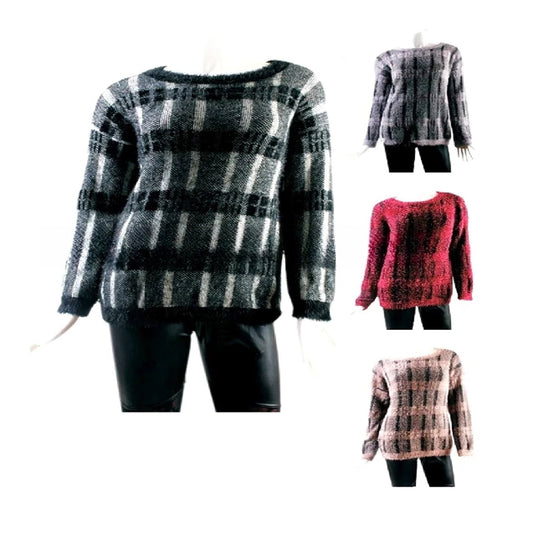 Bulk Casual Soft Plaid Sweaters For Girls & Women's