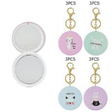 Cat Printed Compact Mirror Keychains
