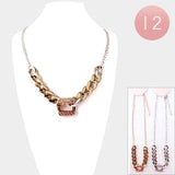 Rhinestone Embellished Link Metal Chain Necklaces