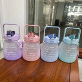 Plastic Water Bottle With Straw Modern Jug With Shoulder Strap For Kids School- 1500 ml