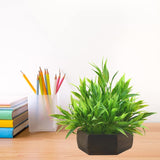 artificial bamboo leaves plant  with wood hexagon pot