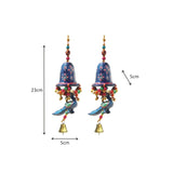 Door Hanging Blue Painted Bell with Jhalar Blue Peacock with Metal Bell Set of 2