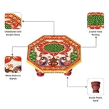 Puja Chowki Painted Peacock Design