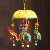 Multicolor Handcrafted Decorative Five Elephant Wall for Home Decor,