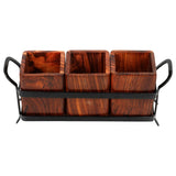 Iron Spoon Holder with 3 Wooden jar