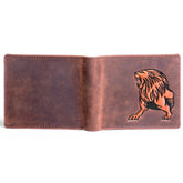 Genuine Leather Leo 3D Printed Vintage Brown RFID Protected Men's Leather Wallet