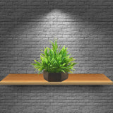 artificial bamboo leaves plant  with wood hexagon pot