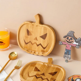 1707BA Halloween Pumpkin Tray Wooden Food Fruit Snack Storage Plate Home Decoration Halloween Party Supples Kitchen Accessories