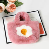 Flower Pointed Faux Fur Mini Tote Bag For Women