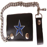 Wholesale BLUE NAUTICAL STAR TRIFOLD LEATHER WALLETS WITH CHAIN (Sold by the piece)