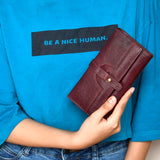 Women's Leather Handmade Wallet For Currency & Card Holder with Zipper pocket