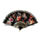 Wholesale Beautiful Flower Design Lace Oriental Hand Fans - Assorted