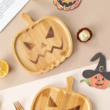 1707BA Halloween Pumpkin Tray Wooden Food Fruit Snack Storage Plate Home Decoration  Halloween Party Supples Kitchen Accessories