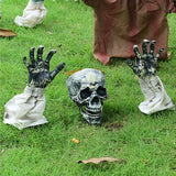 1707BA Halloween Decoration Horror Skull Head Garden Lawn Skull Ground Plug Set Creepy Props Trick or Treat Party Supplies Decoration