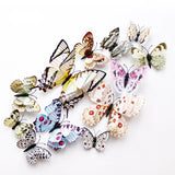 1607BA New Style 12Pcs Double Layer 3D Butterfly Wall Stickers Home Room Decor Butterflies For Wedding Decoration Magnet Fridge Decals