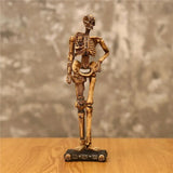 0709BA Creative Half Robot Mechanical Skull Resin Statues Skeleton Home Office Desk Decor Birthday Gift Halloween Party Decoration