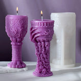 2407BA 3D Horror Skeleton Hand Goblet Silicone Candle Mold Terror rose flower Skull Grail Resin Plaster Mould Chocolate Halloween Decor