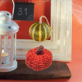 0709BA Handmade Crochet Pumpkin Ornament PlushPumpkin Knitting Doll Gift Office Desk Ornament Gifts For Halloween Christmas Birthday