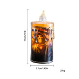 2307BA Halloween Flameless Candles Tabletop Decor Halloween Candle Warm Light Witch Pumpkin Lamp Night Light Desk Decor Battery Operate
