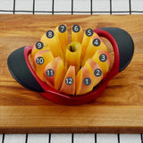 1007GG Red Black Apple Slicer Upgraded Version 12-Blade Large Apple Corer Stainless Steel Ultra-Sharp Apple Cutter Kitchen Tool Gadget