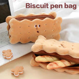 Biscuit Pencil Case Kawaii Pencil Bags Stationery Large Capacity Plush Korean Pen Case Cute Pencil Case