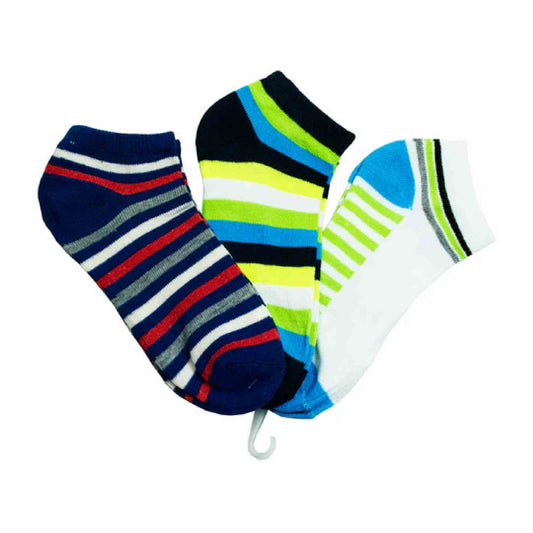 Bulk Comfort Stripe Ankle Socks For Little Boy's - Assorted