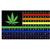 Wholesale Premium Quality USA Pot Leaf Marijuana Rainbow 3 x 5 Fla ( sold by - 6 piece )