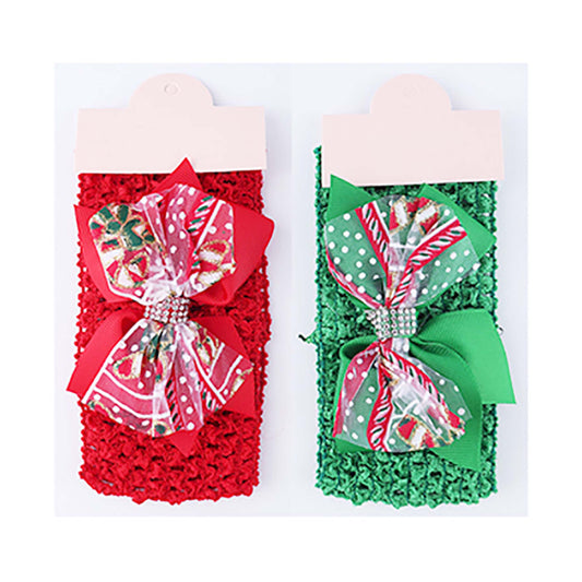 Christmas Charm Collection Bow Accented Headbands (Sold by the Dozen=$23.99)