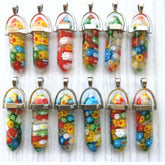 Glass Flower 1 1/2" Wire Wrapped Necklace Pendants- Assorted