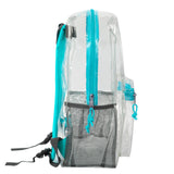 Classic 17 Inch Clear Backpack - Turquoise ( 1 Case=24Pcs) 9.45$/PC