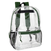 Classic 17 Inch Clear Backpack - Green ( 1 Case= 24Pcs) 9.45$/pc