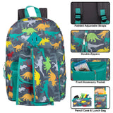 3 In 1 Dino Themed 17 Inch Backpack With Lunch Bag & Pencil Case (1 Case = 24 Pcs) 11.9$/PC