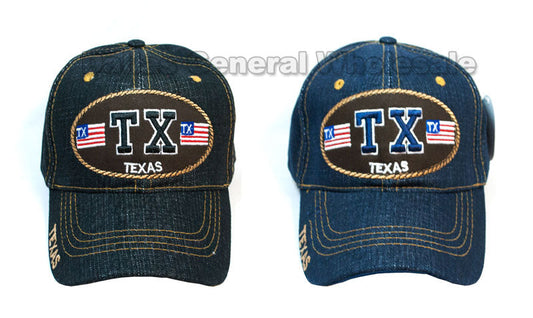 "Texas" Adults Casual Denim Caps Wholesale