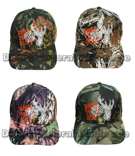 Bulk Buy "Born to Hunt" Deer Camouflage Casual Caps Wholesale