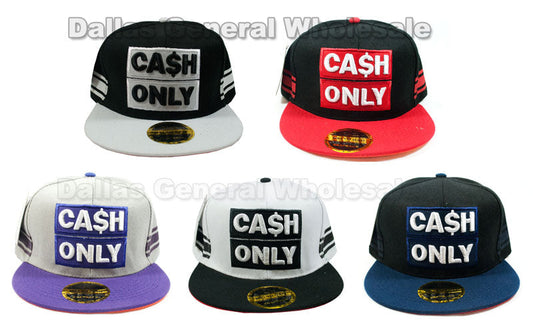 Bulk Buy "Cash Only" Casual Flat Bill Caps Wholesale