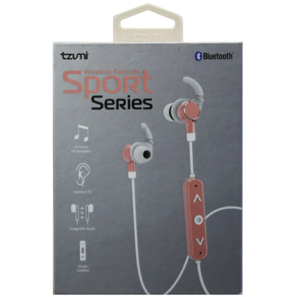 Tzumi Sport Series Bluetooth Earbuds in Rose Gold