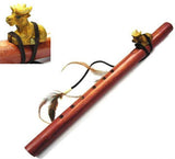 Wholesale Wooden Flute, Large, with Moose Wrapped on Top of Wood with Feathers (Sold by the piece)