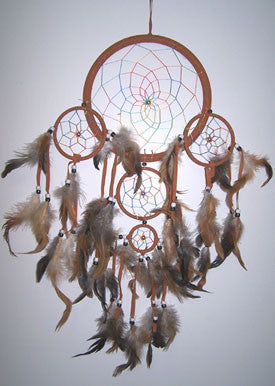 Wholesale LIGHT BROWN TAN RAINBOW DREAMCATCHER 24 INCH  (Sold by the piece)
