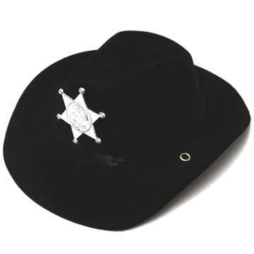 Wholesale Black Cowboy Hat with Badge - Classic and Stylish Western Headwear for Cowboys and Cowgirls MOQ  12