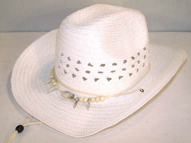 Wholesale WHITE WOVEN COWBOY HAT WITH BEAR CLAW BAND (Sold by the piece) *- CLOSEOUT NOW $ 3.50  EA