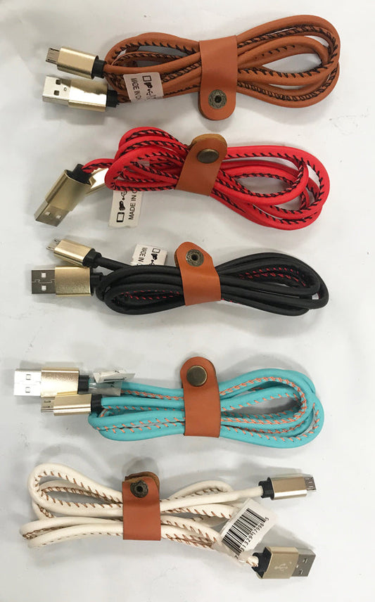 Wholesale TYPE C  REAL LEATHER ASST COLORS CELL PHONE CHARGER CORD ( sold by the dozen or piece )