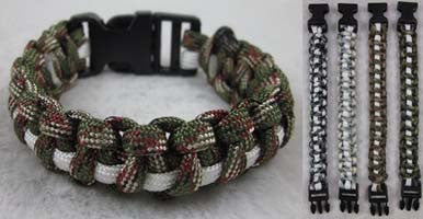 Buy CAMOFLAUGED WHITE STRIP PARACORD BRACELETS - CLOSEOUT $1