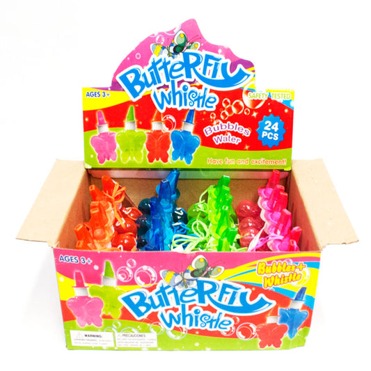 Butterfly-Shaped Bubbles with Whistle For Kids Bulk