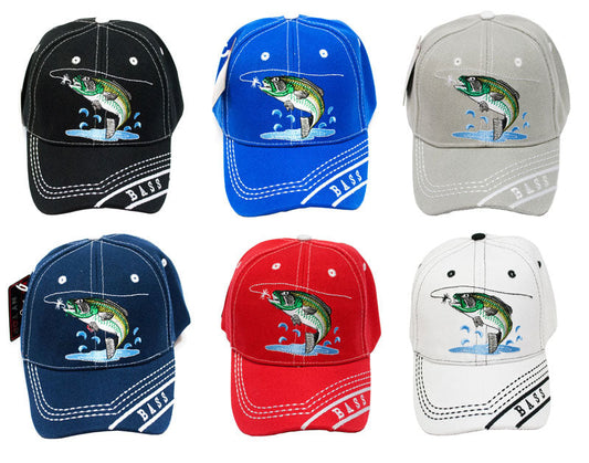 Bulk Buy "Bass Fishing" Casual Baseball Caps Wholesale