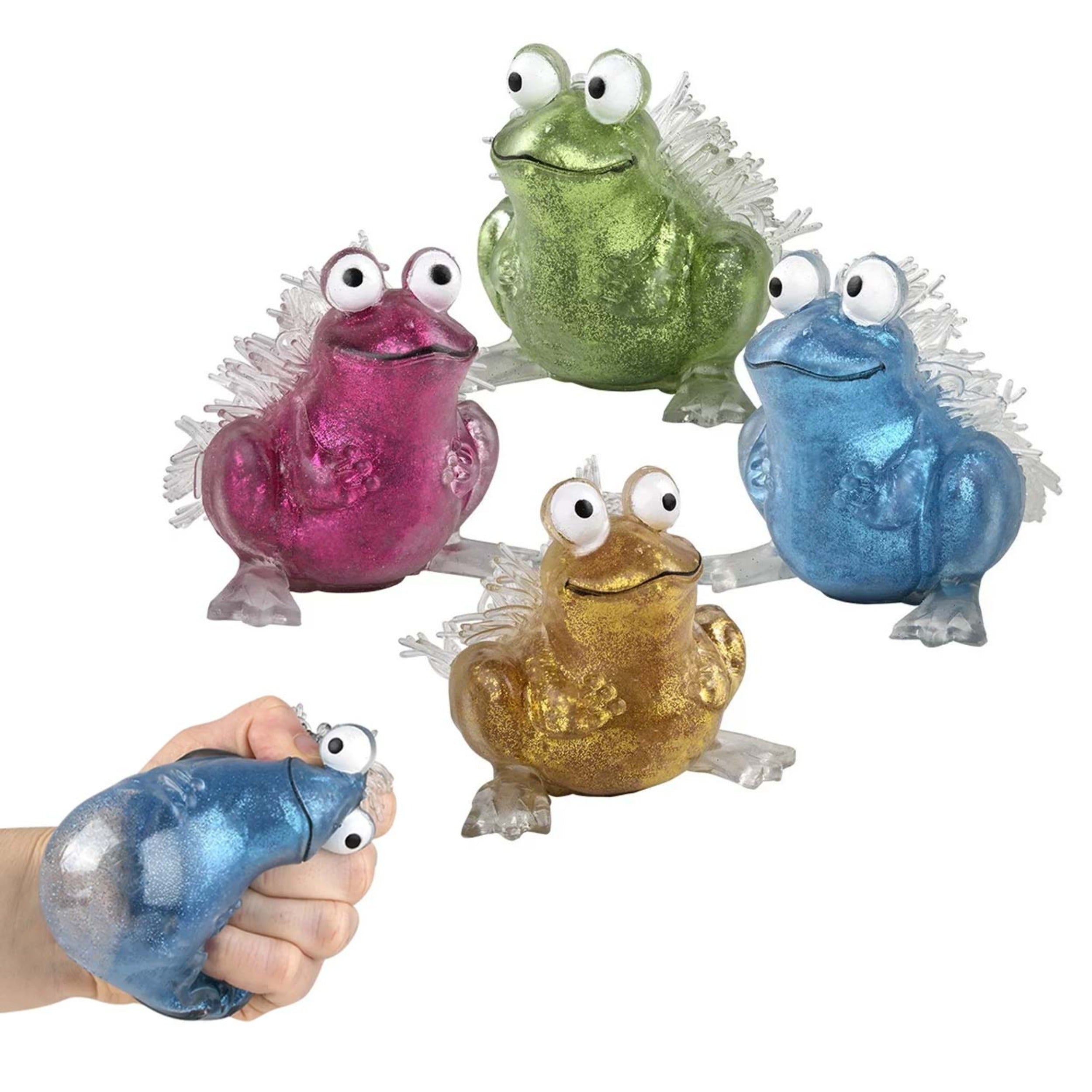 Experience Playful with Metallic Frog Squish Puffer Kids Toy