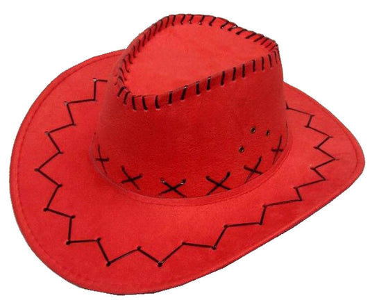 Wholesale RED COLOR HEAVY LEATHER STYLE WESTERN COWBOY HAT (Sold by the piece or dozen)